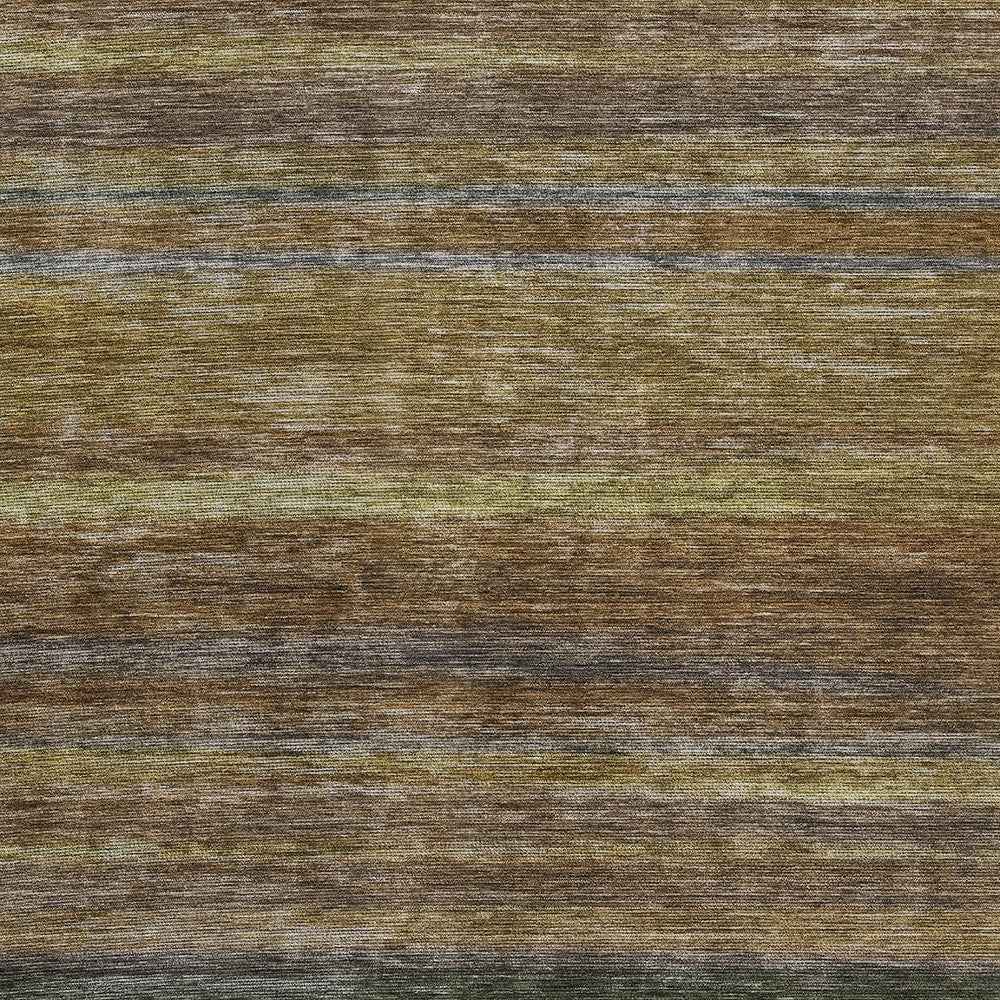 5' X 8' Brown And Gray Striped Washable Indoor Outdoor Area Rug