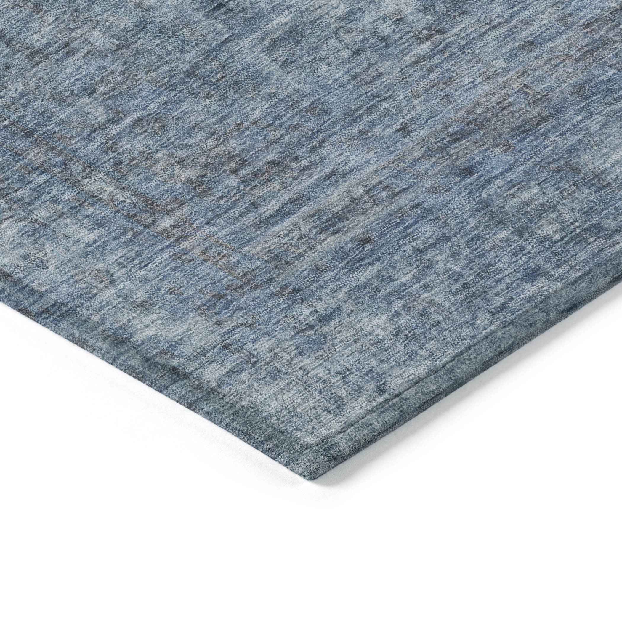5' X 8' Blue And Beige Abstract Washable Indoor Outdoor Area Rug