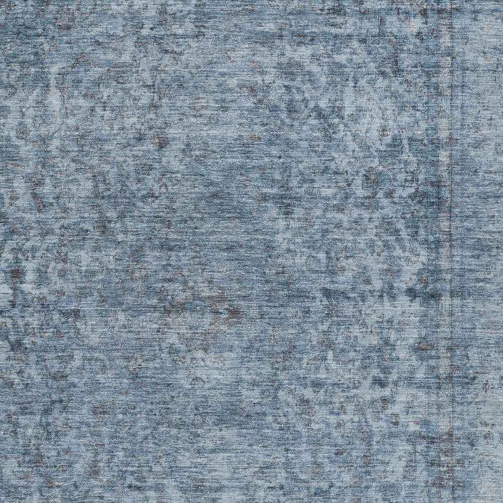 5' X 8' Blue And Beige Abstract Washable Indoor Outdoor Area Rug