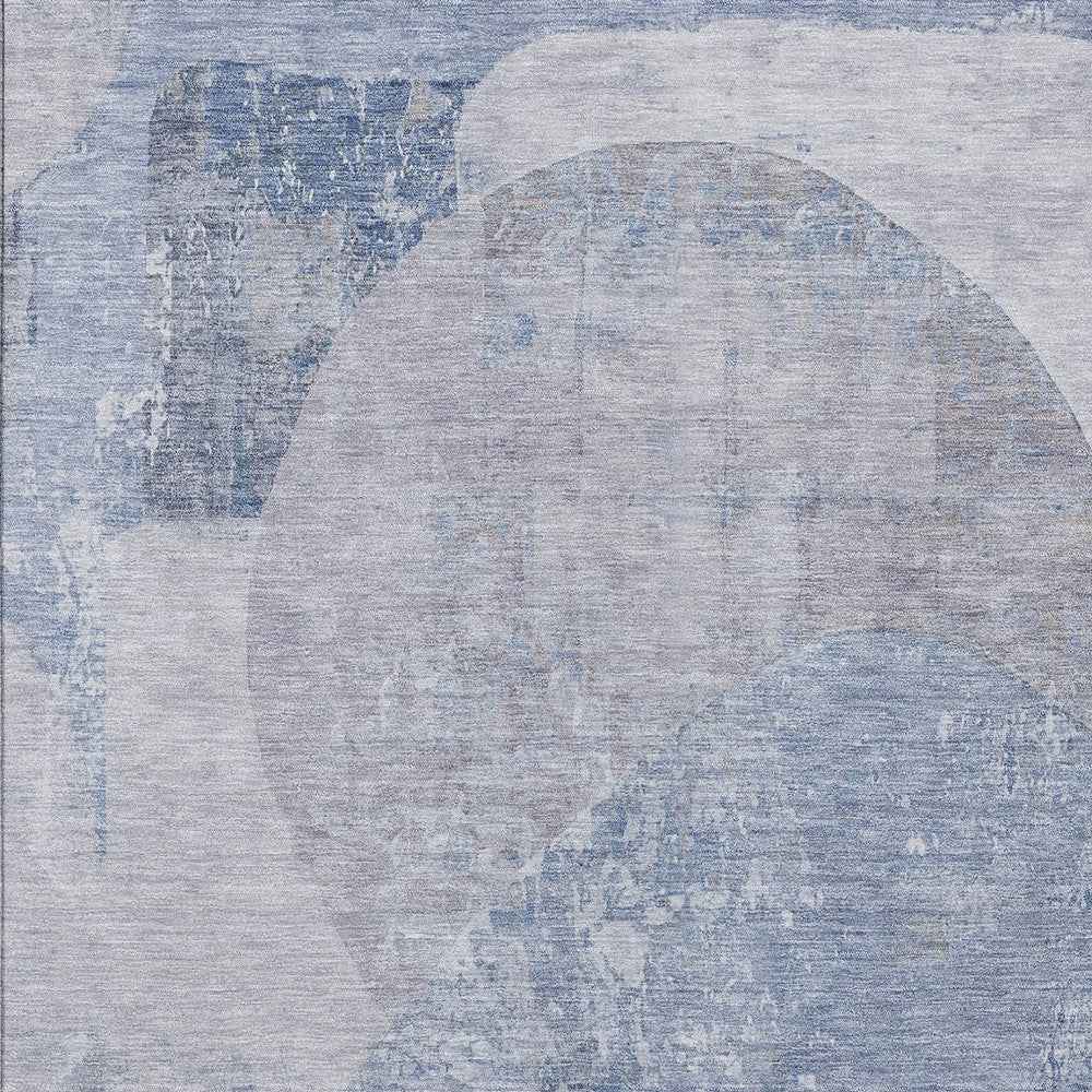 3' X 5' Sky Blue And Denim Blue Abstract Washable Indoor Outdoor Area Rug