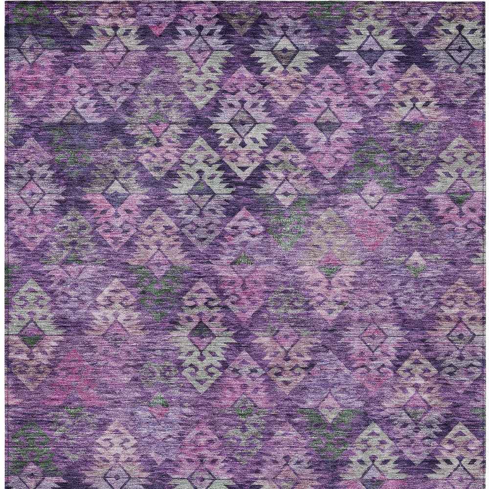 3' X 5' Eggplant Plum And Lavender Aztec Washable Indoor Outdoor Area Rug