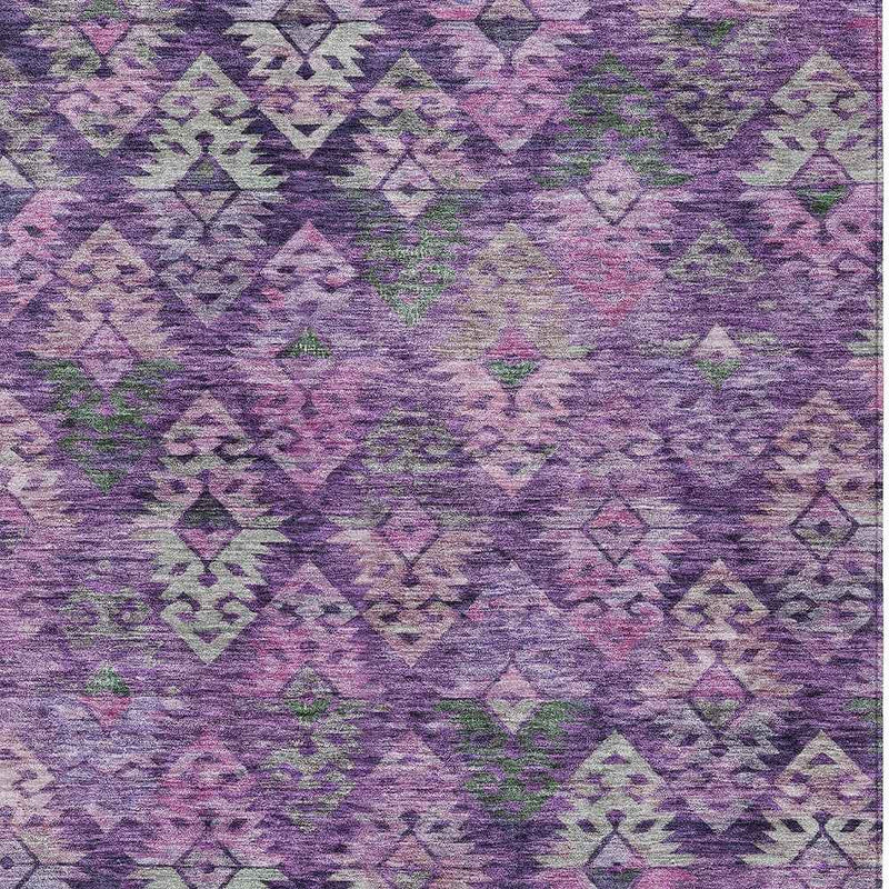 3' X 5' Eggplant Plum And Lavender Aztec Washable Indoor Outdoor Area Rug