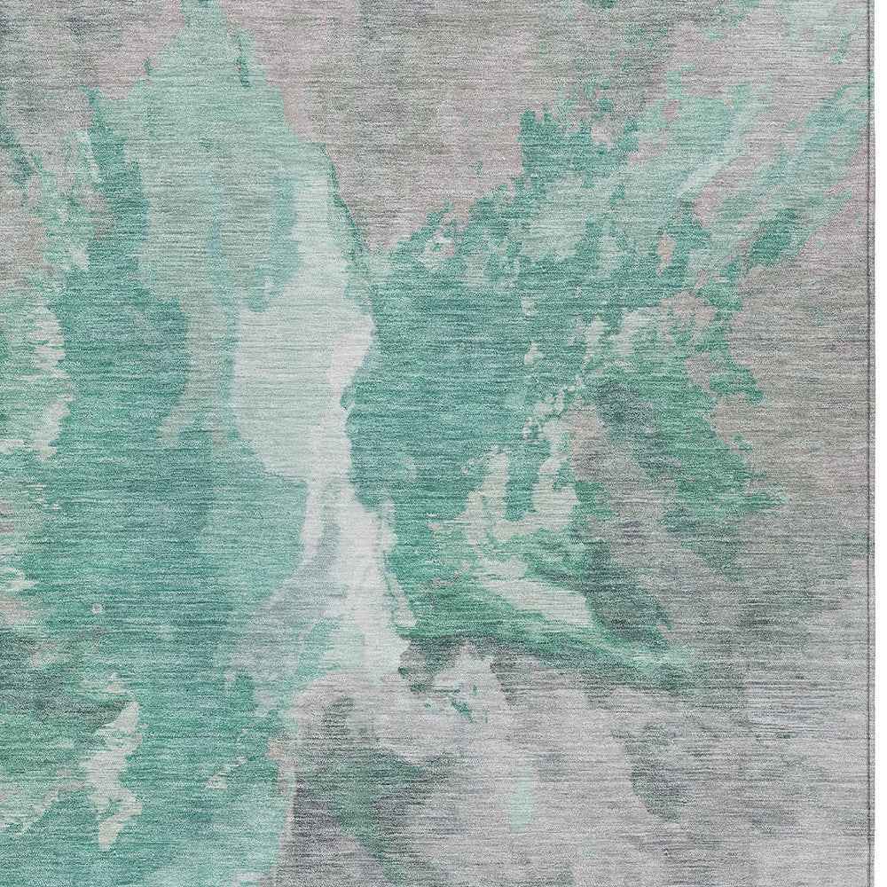 10' X 14' Teal Blue And Lavender Abstract Washable Indoor Outdoor Area Rug