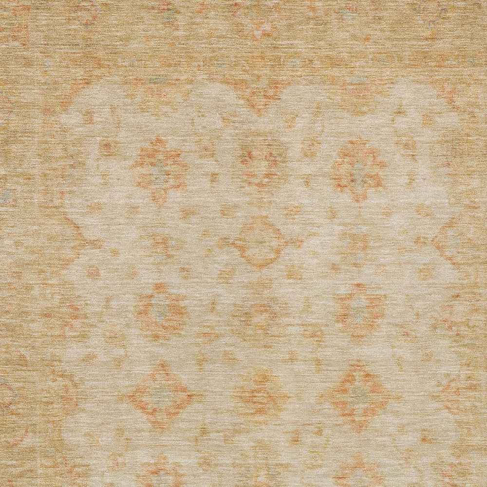 10' X 14' Beige And Rust Floral Medallion Washable Indoor Outdoor Area Rug
