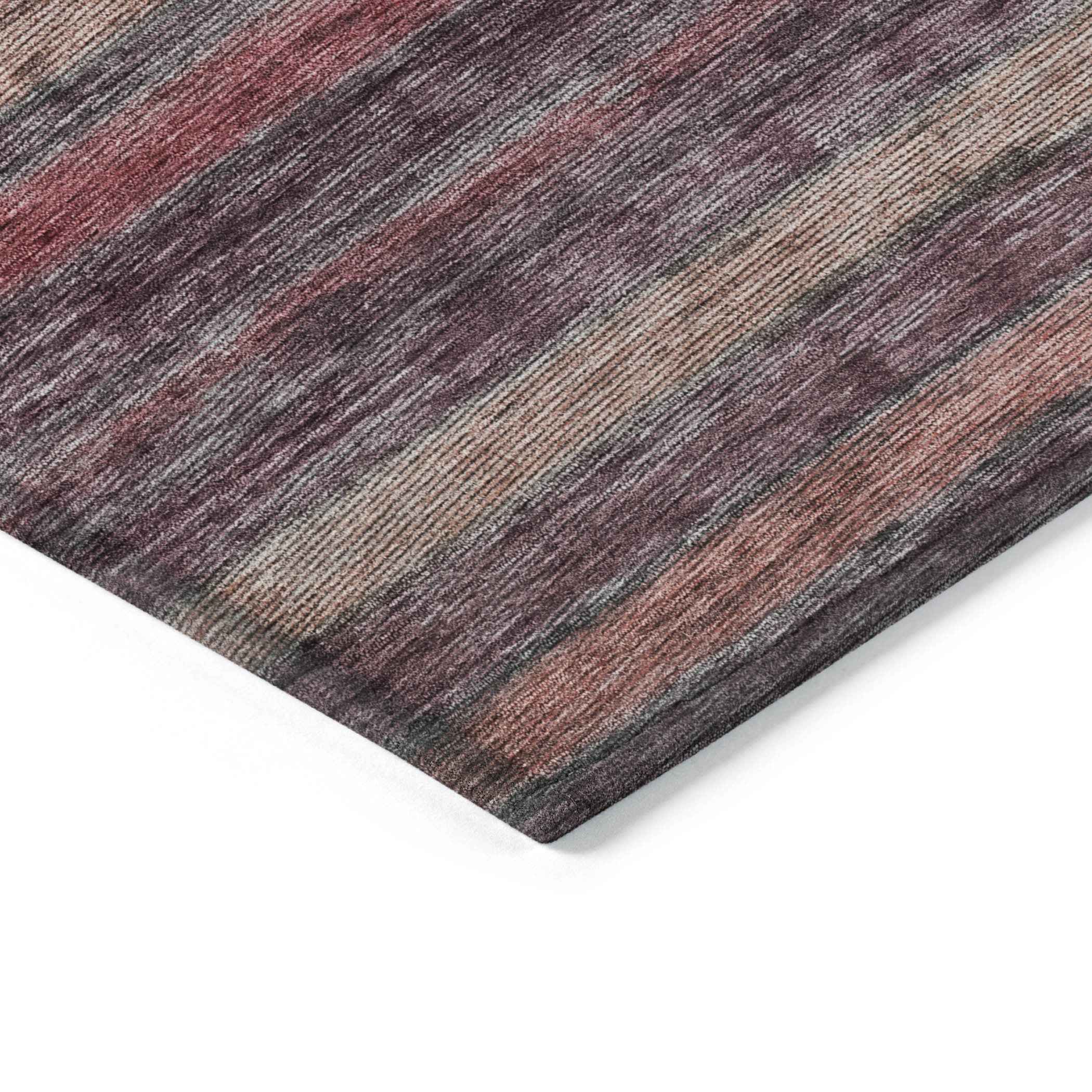 10' X 14' Rust And Blush Striped Washable Indoor Outdoor Area Rug