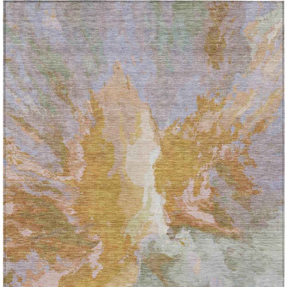 8' X 10' Rust And Lavender Abstract Washable Indoor Outdoor Area Rug