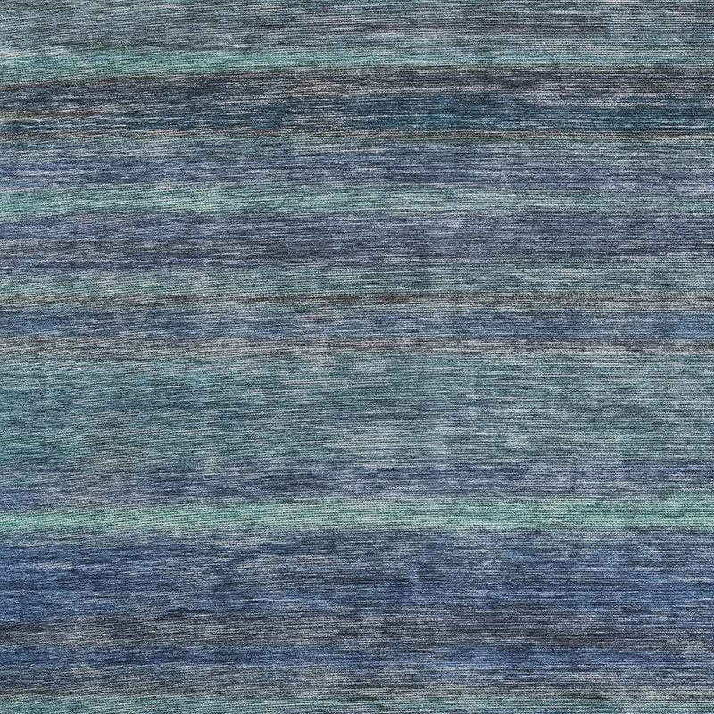 8' X 10' Blue And Gray Striped Washable Indoor Outdoor Area Rug