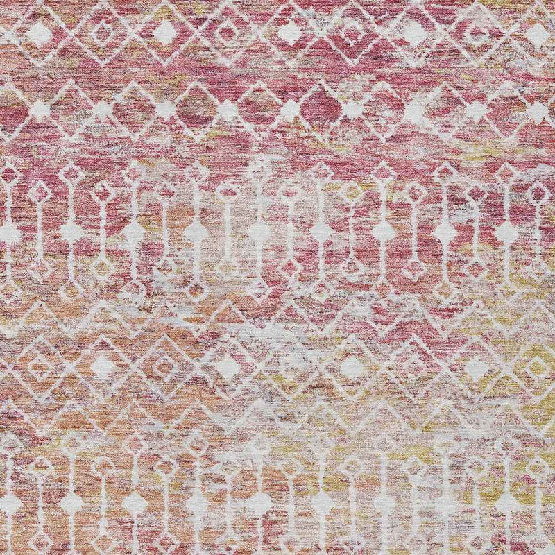 5' X 8' Pink And Ivory Argyle Washable Indoor Outdoor Area Rug