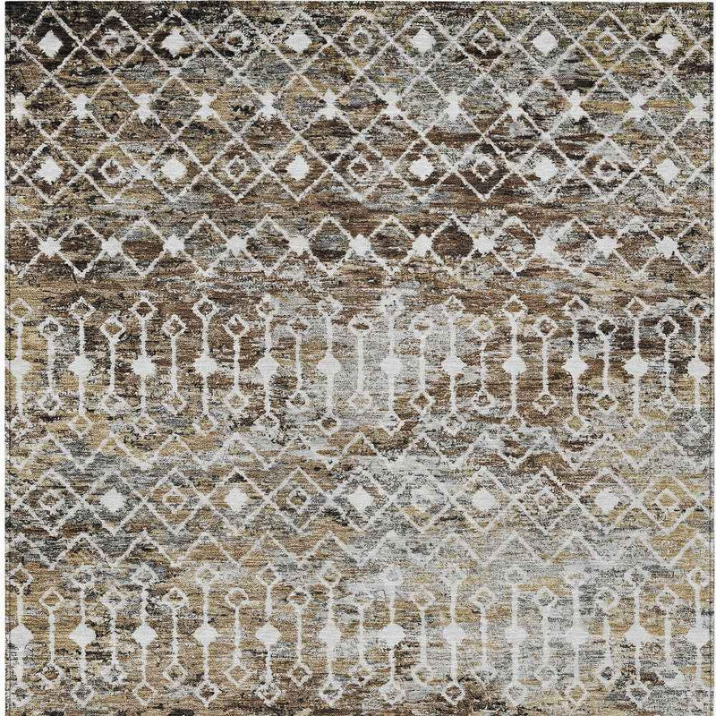 3' X 5' Brown And Beige Argyle Washable Indoor Outdoor Area Rug