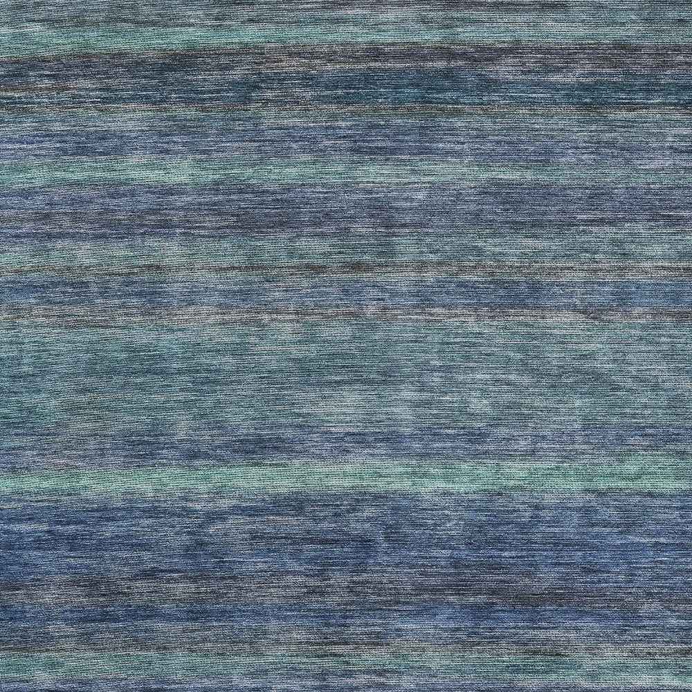 5' X 8' Blue And Gray Striped Washable Indoor Outdoor Area Rug
