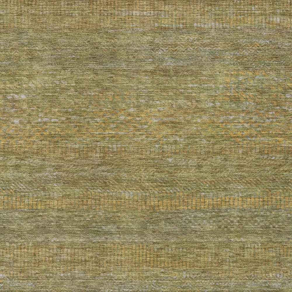 10' X 14' Sage And Gold Striped Washable Indoor Outdoor Area Rug