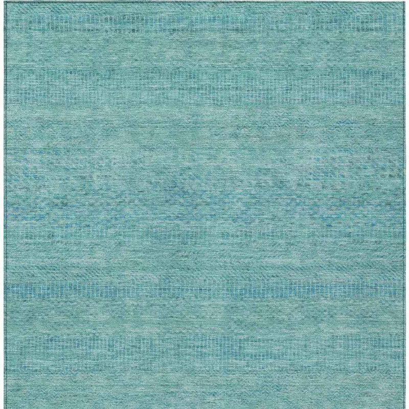 10' X 14' Aqua And Teal Blue Striped Washable Indoor Outdoor Area Rug