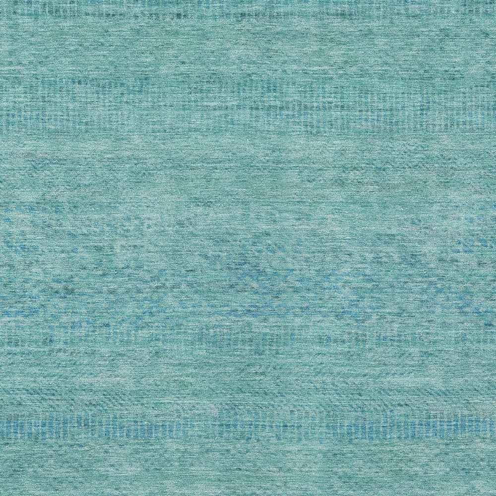 10' X 14' Aqua And Teal Blue Striped Washable Indoor Outdoor Area Rug