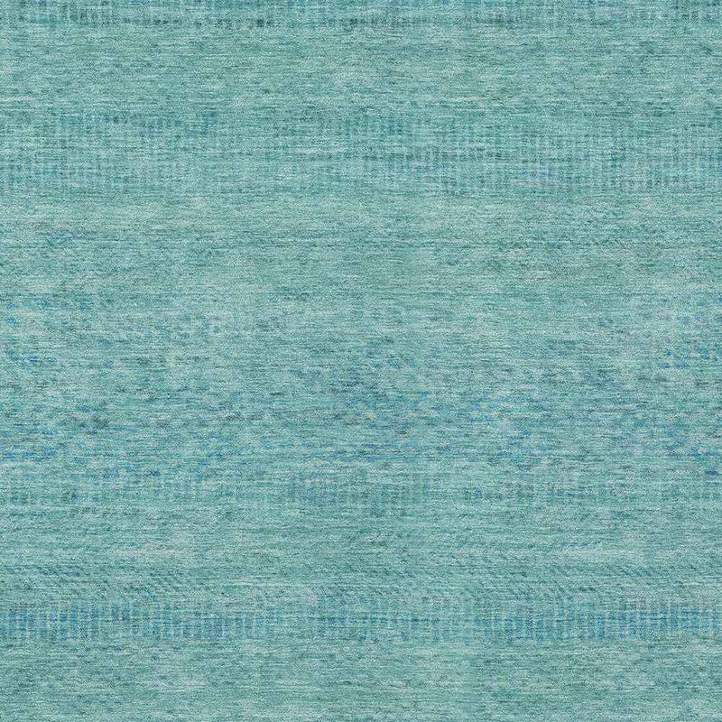 10' X 14' Aqua And Teal Blue Striped Washable Indoor Outdoor Area Rug