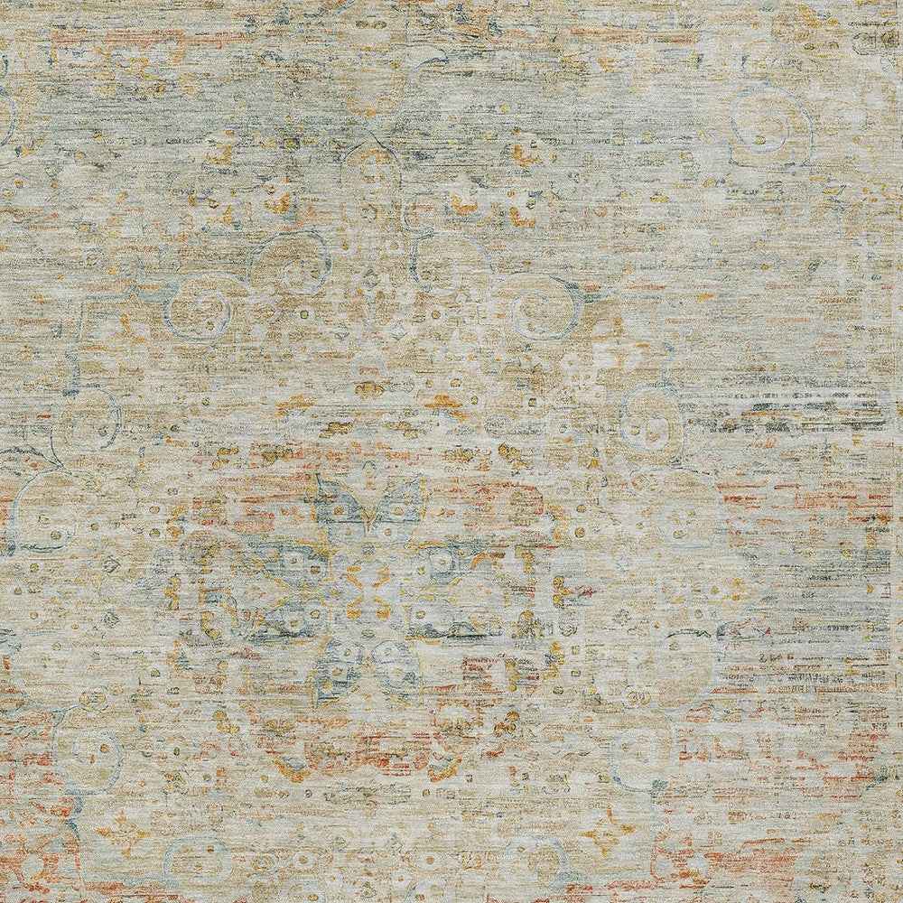 5' X 8' Tan And Beige Medallion Washable Indoor Outdoor Area Rug