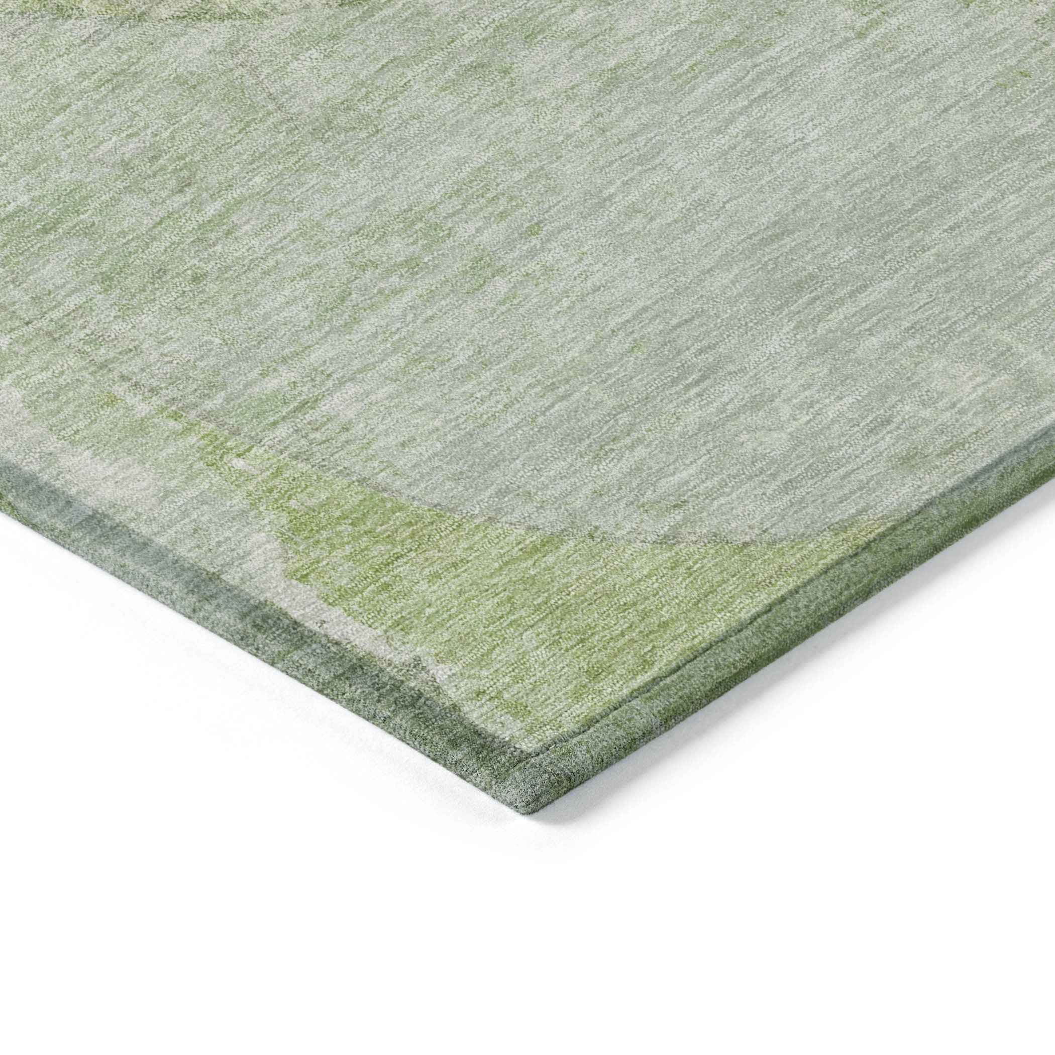9' X 12' Artichoke Green And Mint Green Abstract Washable Indoor Outdoor Area Rug
