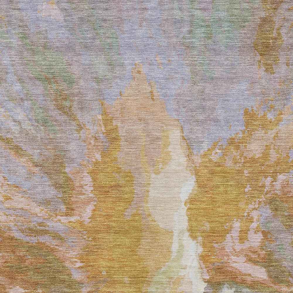 9' X 12' Rust And Lavender Abstract Washable Indoor Outdoor Area Rug