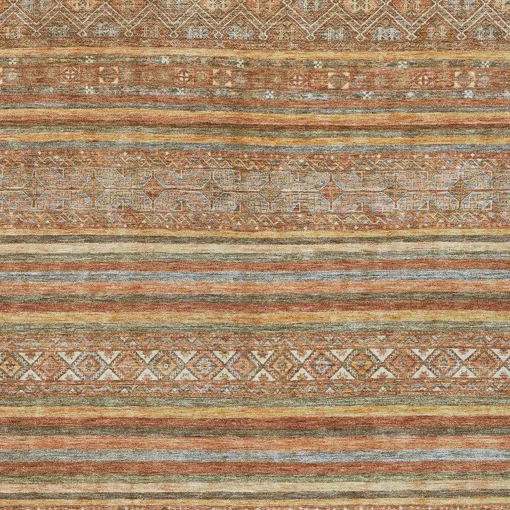 10' X 14' Terra Cotta Copper And Gray Southwestern Washable Indoor Outdoor Area Rug