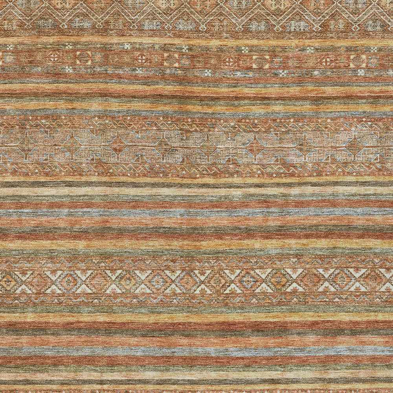 10' X 14' Terra Cotta Copper And Gray Southwestern Washable Indoor Outdoor Area Rug