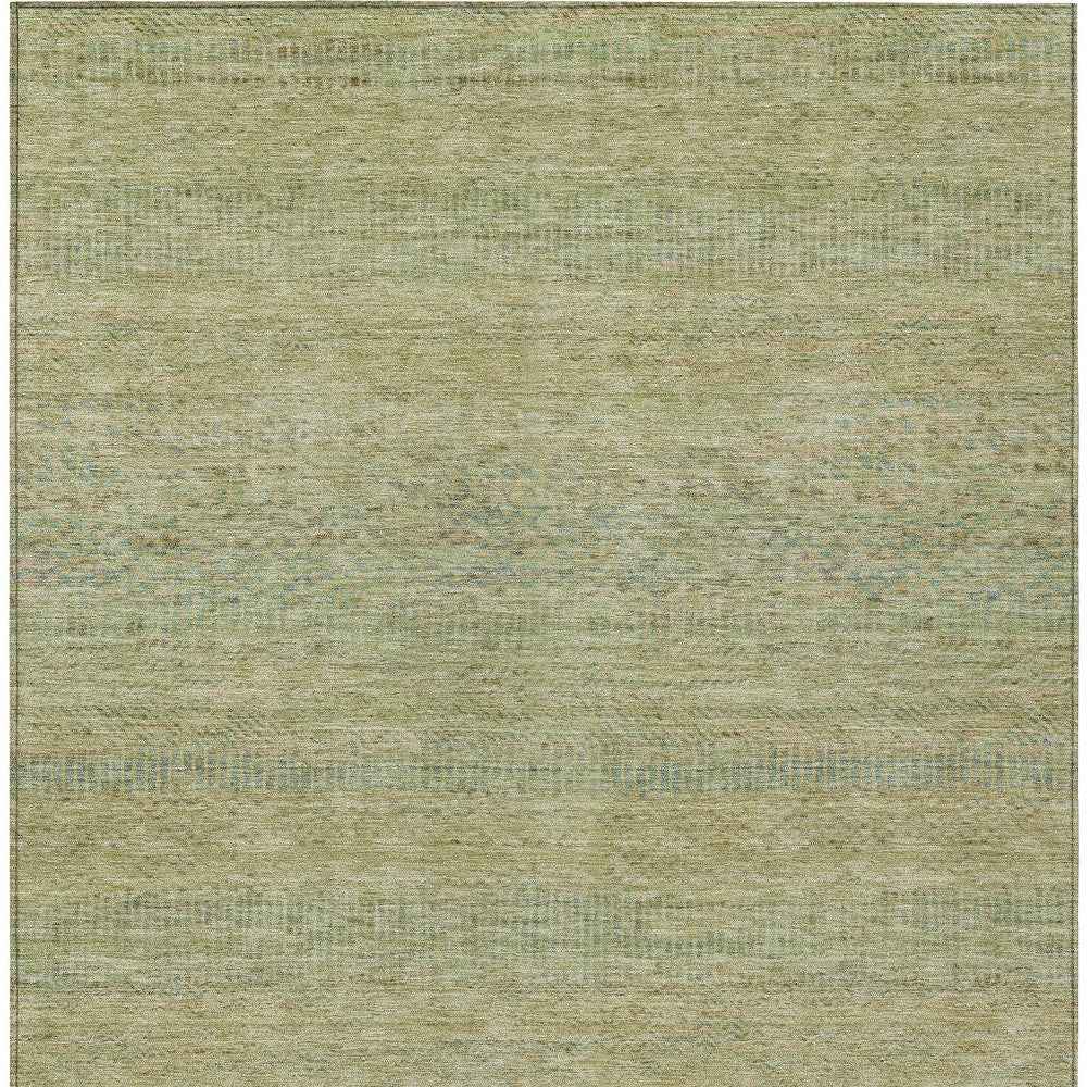 9' X 12' Wheat And Sage Striped Washable Indoor Outdoor Area Rug