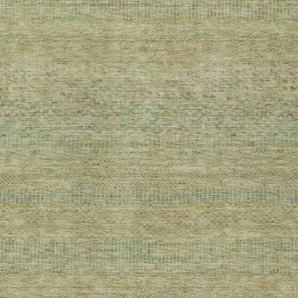 9' X 12' Wheat And Sage Striped Washable Indoor Outdoor Area Rug