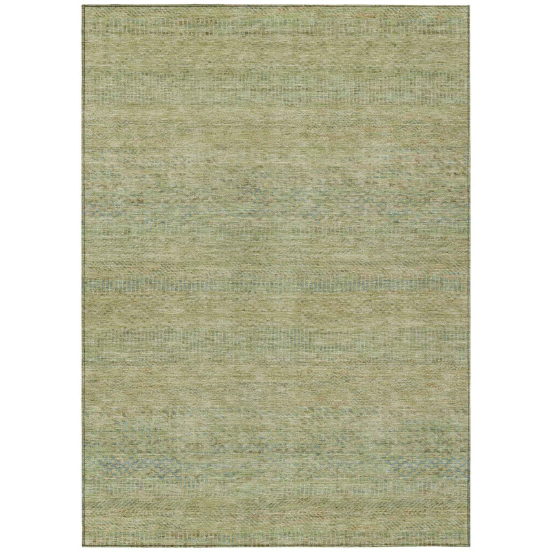 8' X 10' Wheat And Sage Striped Washable Indoor Outdoor Area Rug