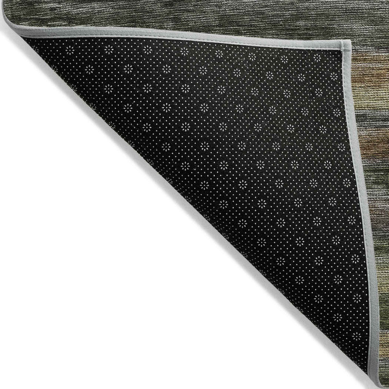 10' X 14' Brown And Gray Striped Washable Indoor Outdoor Area Rug