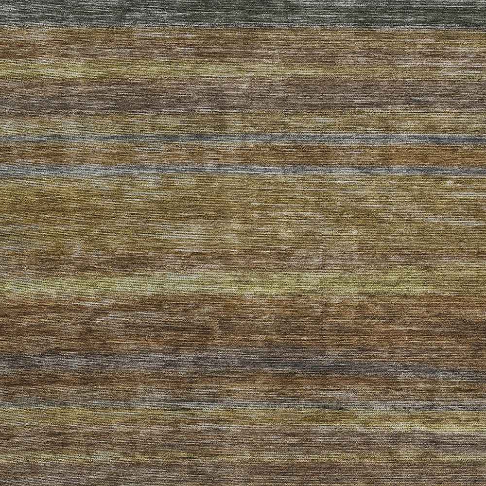 10' X 14' Brown And Gray Striped Washable Indoor Outdoor Area Rug