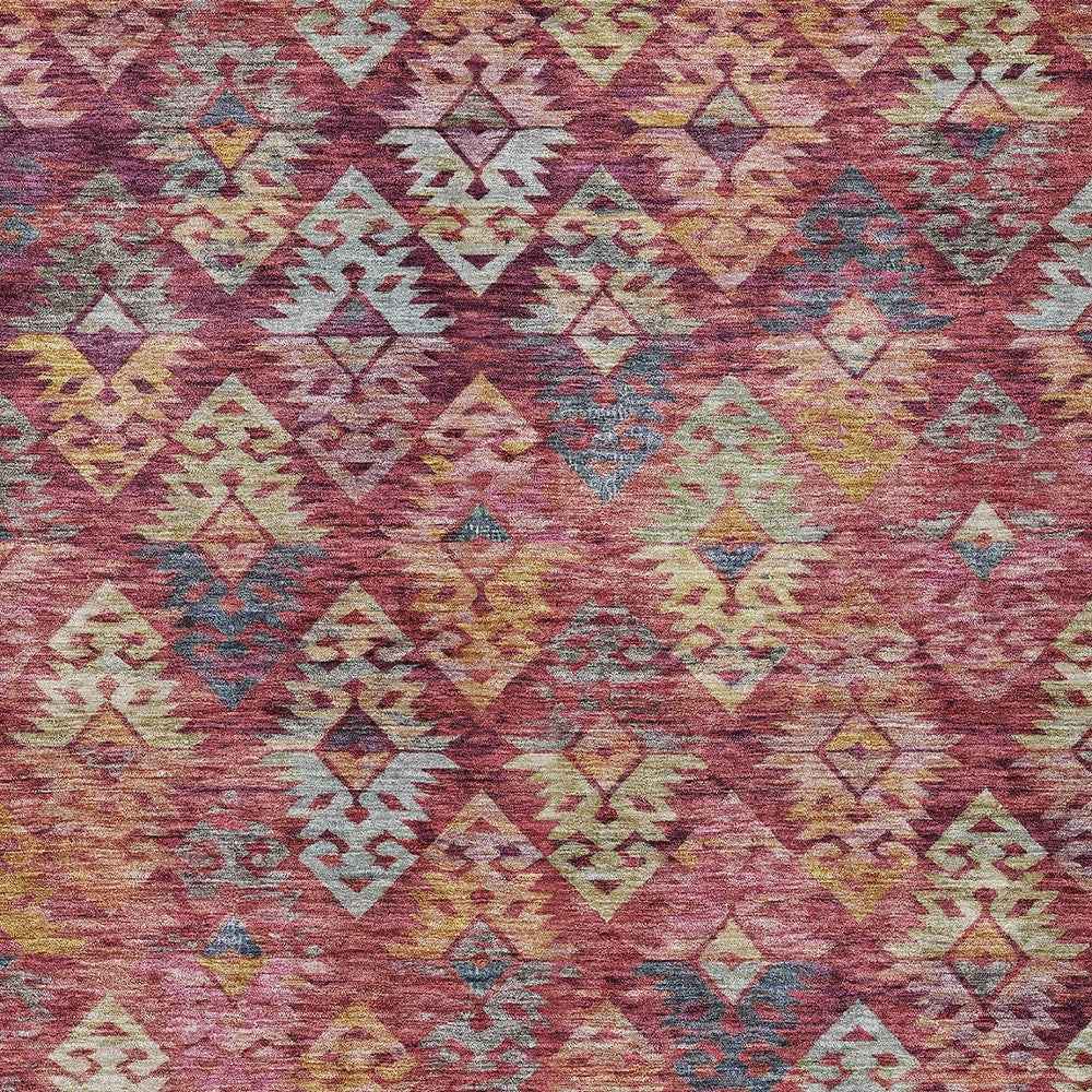 10' X 14' Rust Gold And Blush Aztec Washable Indoor Outdoor Area Rug