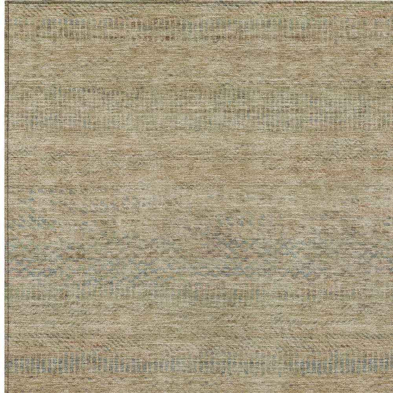 10' X 14' Beige And Taupe Striped Washable Indoor Outdoor Area Rug