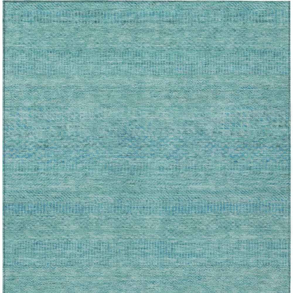 8' X 10' Aqua And Teal Blue Striped Washable Indoor Outdoor Area Rug