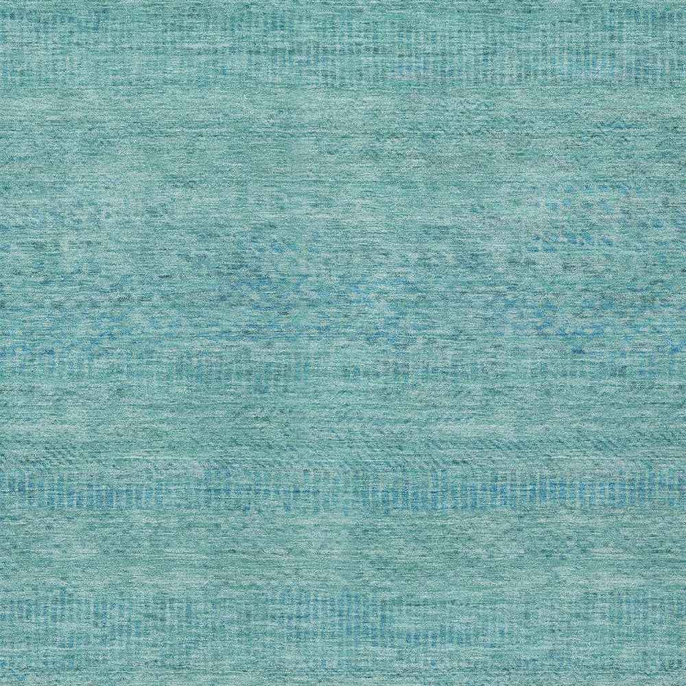 8' X 10' Aqua And Teal Blue Striped Washable Indoor Outdoor Area Rug