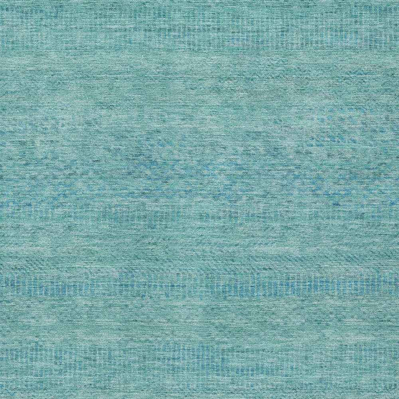 8' X 10' Aqua And Teal Blue Striped Washable Indoor Outdoor Area Rug