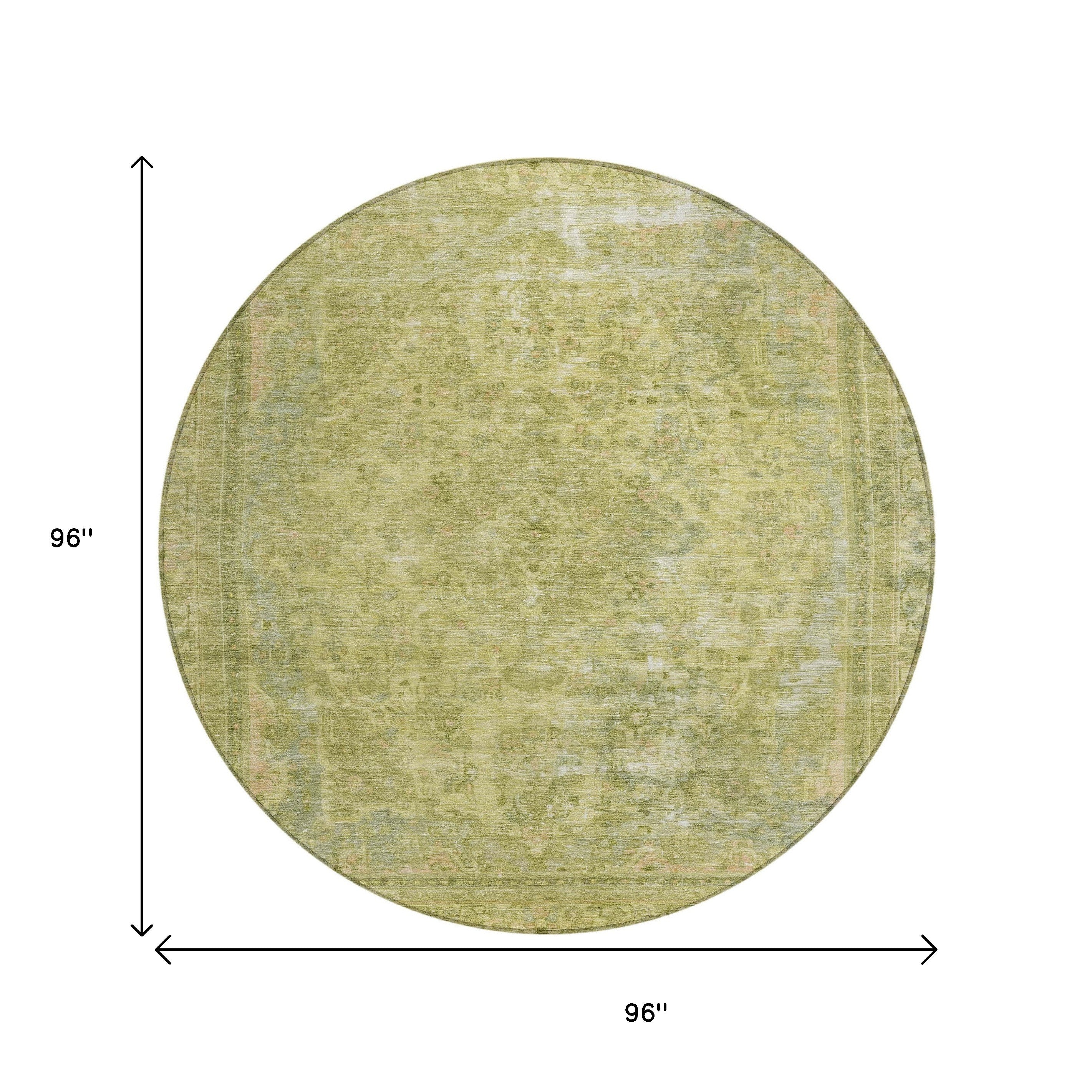 8' Fern Green And Sage Round Medallion Washable Indoor Outdoor Area Rug - Sports & Outdoor