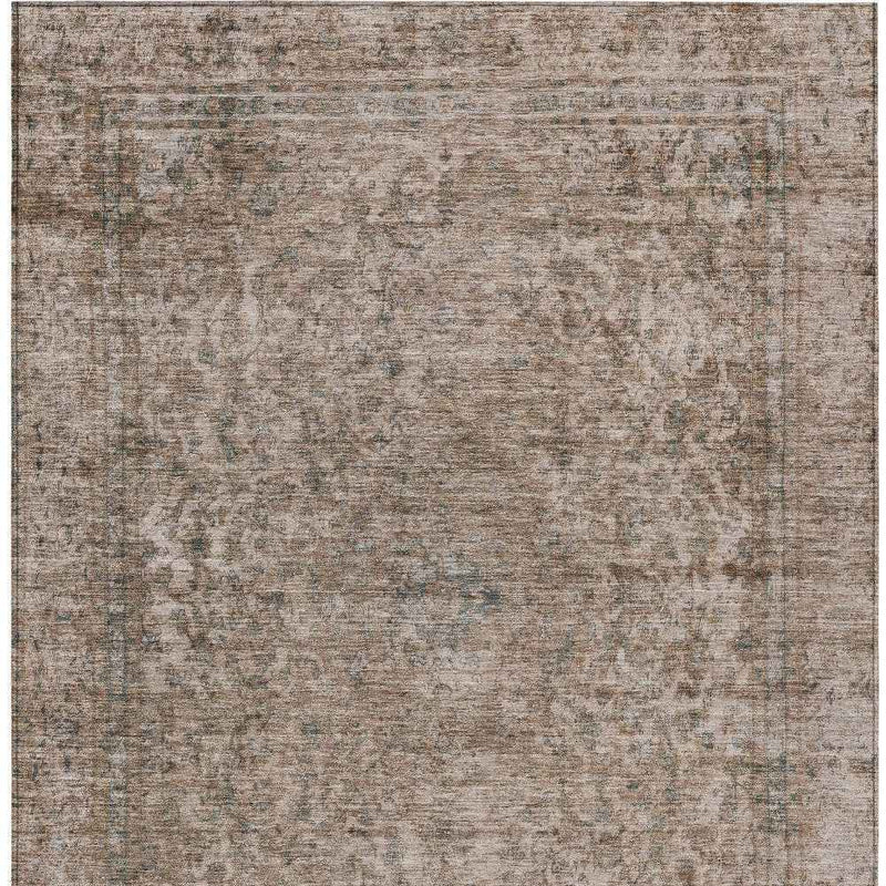 8' X 10' Brown And Beige Abstract Washable Indoor Outdoor Area Rug