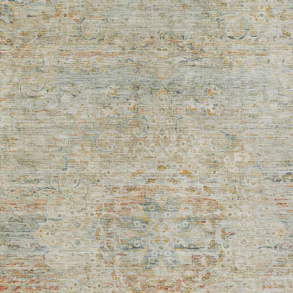 10' X 14' Tan And Beige Medallion Washable Indoor Outdoor Area Rug