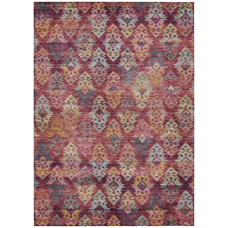 3' X 5' Rust Gold And Blush Aztec Washable Indoor Outdoor Area Rug