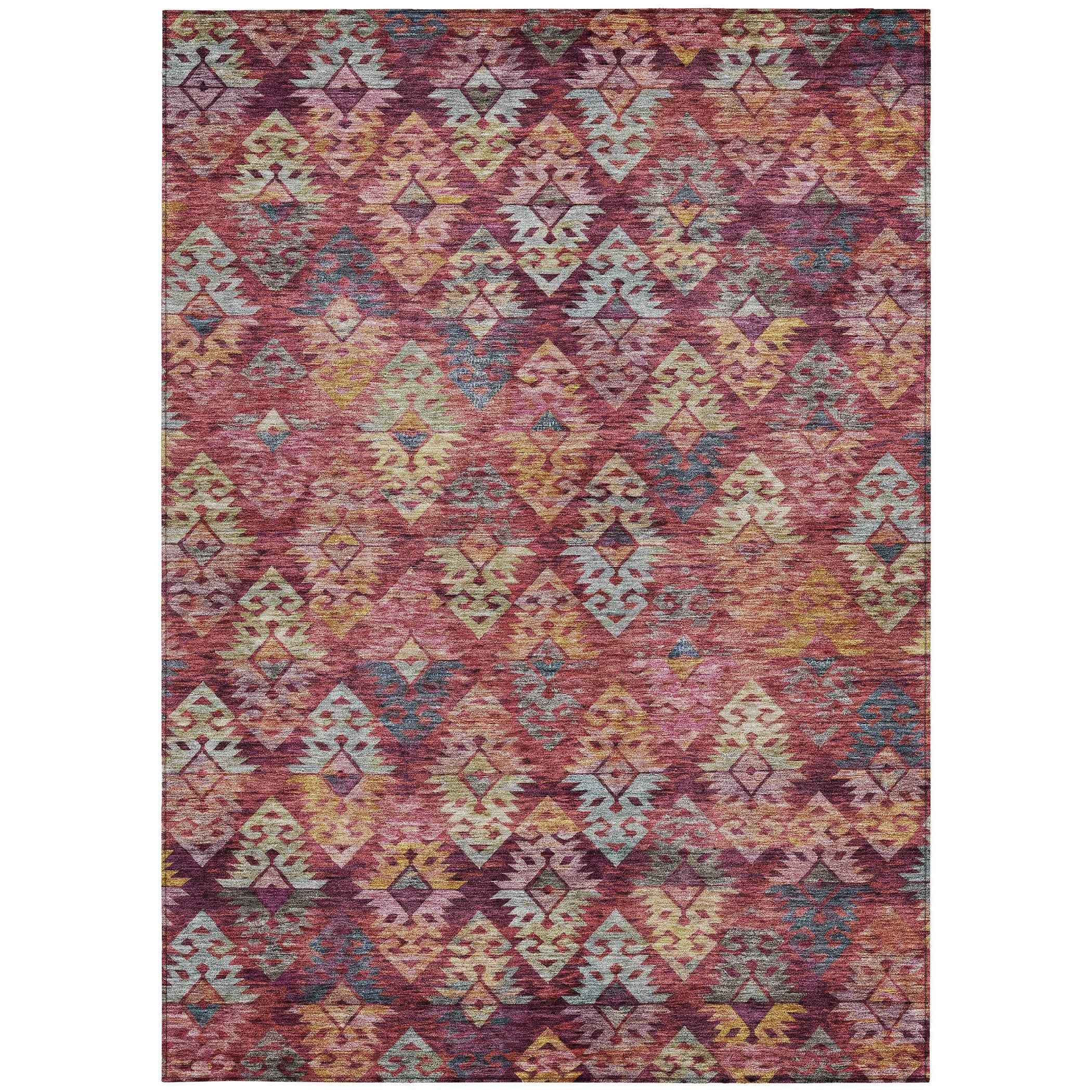 3' X 5' Rust Gold And Blush Aztec Washable Indoor Outdoor Area Rug