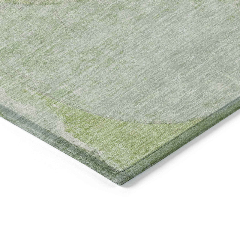 3' X 5' Artichoke Green And Mint Green Abstract Washable Indoor Outdoor Area Rug