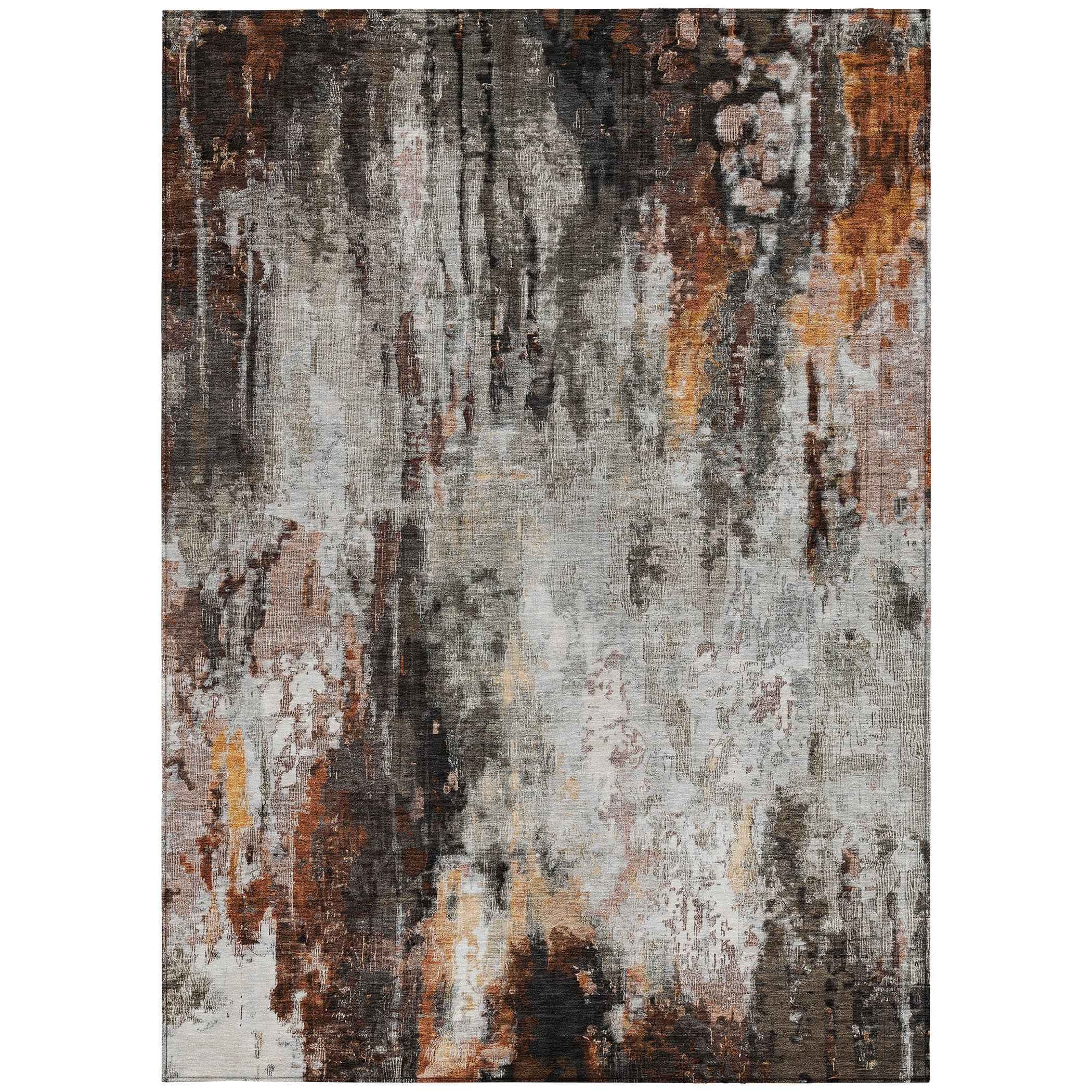 8' X 10' Gray Rust And Ivory Abstract Washable Indoor Outdoor Area Rug