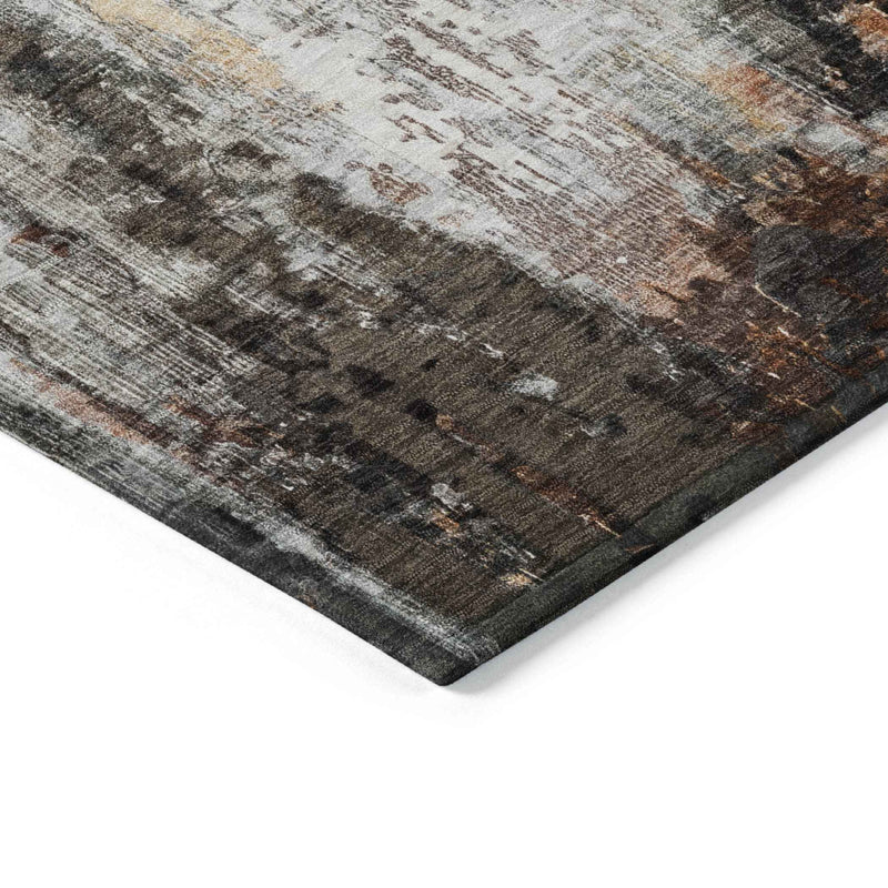 8' X 10' Gray Rust And Ivory Abstract Washable Indoor Outdoor Area Rug