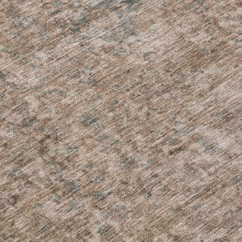 8' Brown And Beige Round Abstract Washable Indoor Outdoor Area Rug