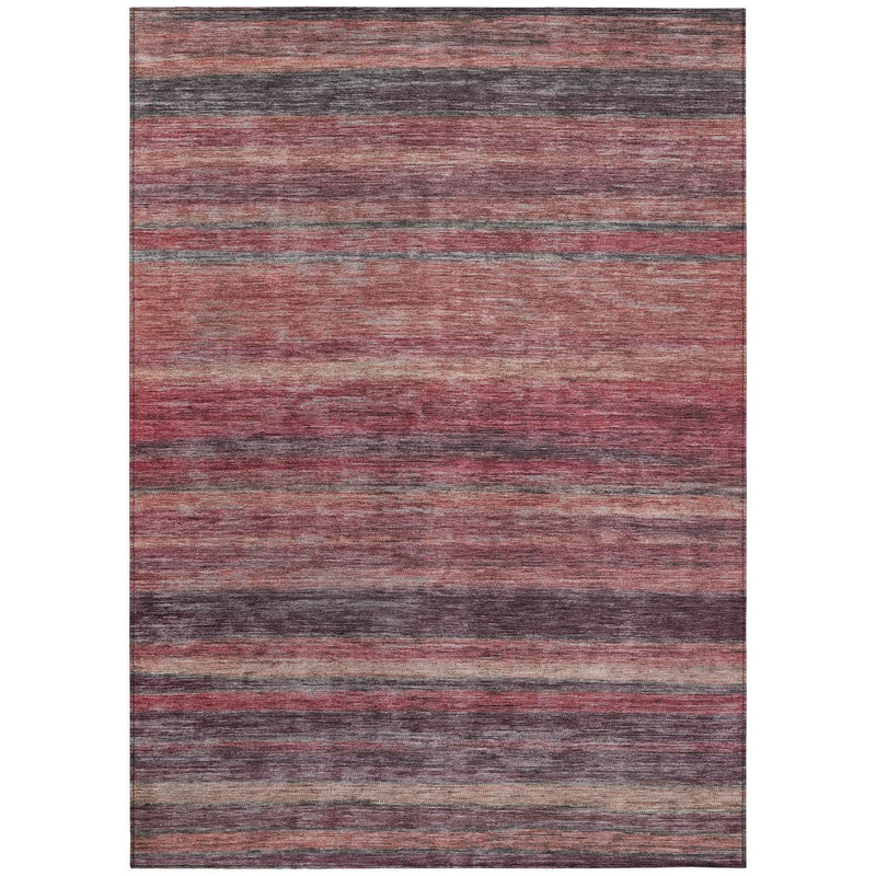 5' X 8' Rust And Blush Striped Washable Indoor Outdoor Area Rug