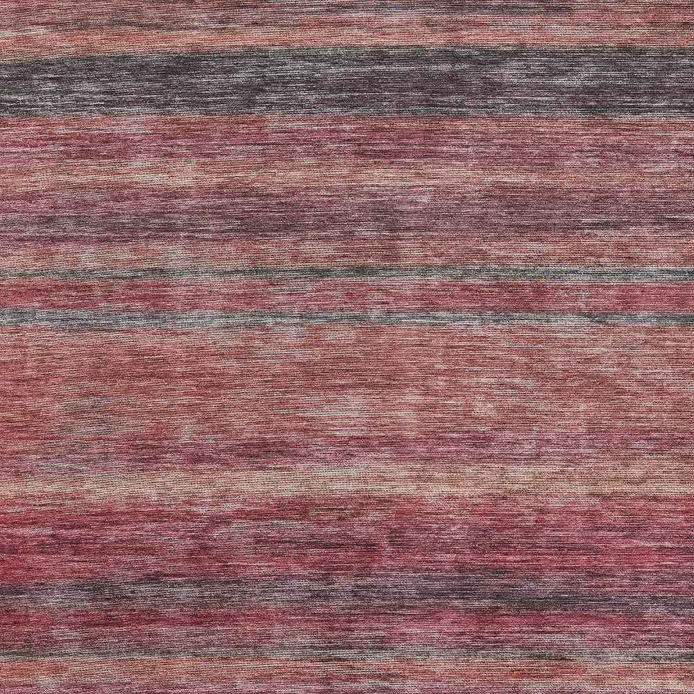 9' X 12' Rust And Blush Striped Washable Indoor Outdoor Area Rug