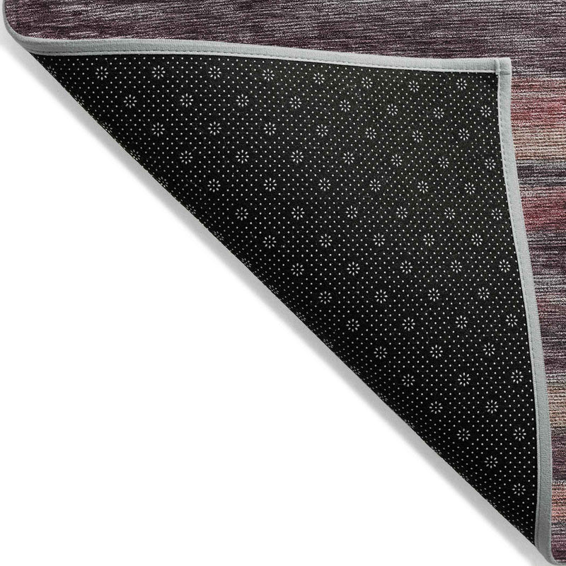 9' X 12' Rust And Blush Striped Washable Indoor Outdoor Area Rug