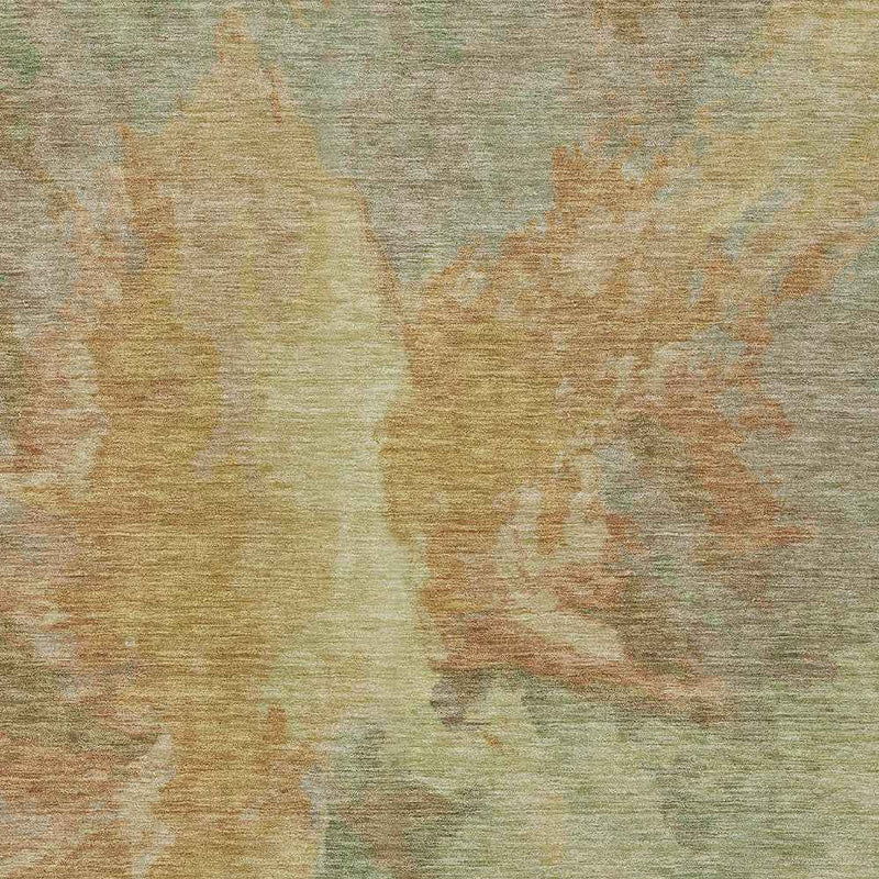 10' X 14' Artichoke Green And Gold Abstract Washable Indoor Outdoor Area Rug