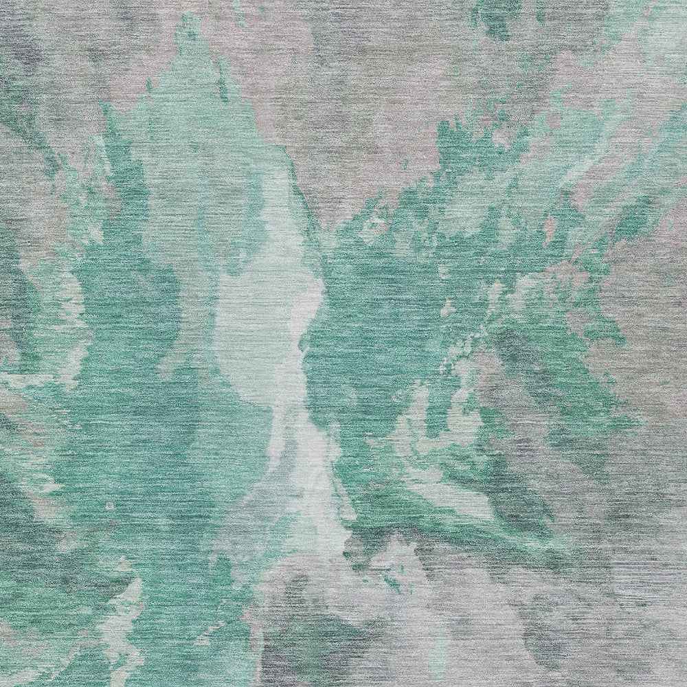 8' X 10' Teal Blue And Lavender Abstract Washable Indoor Outdoor Area Rug