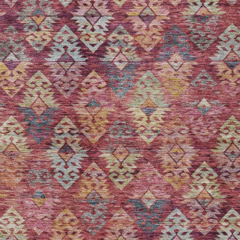 8' X 10' Rust Gold And Blush Aztec Washable Indoor Outdoor Area Rug