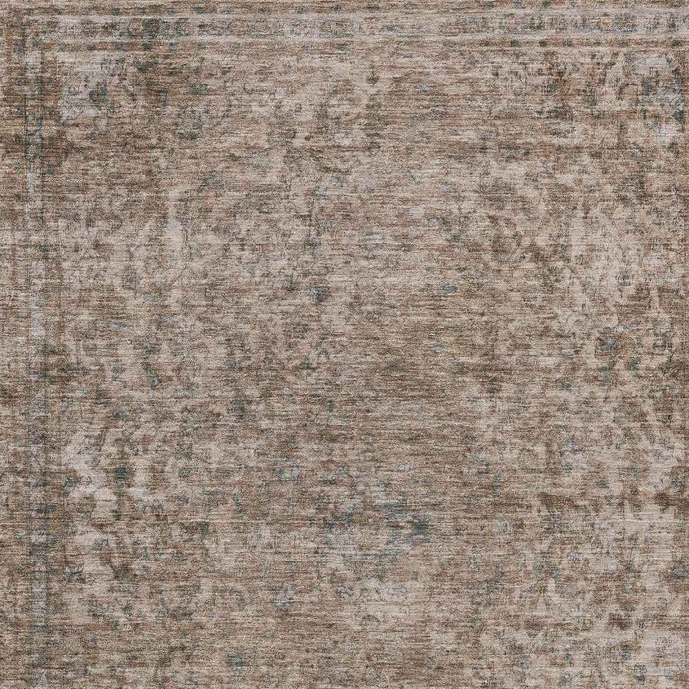 10' X 14' Brown And Beige Abstract Washable Indoor Outdoor Area Rug