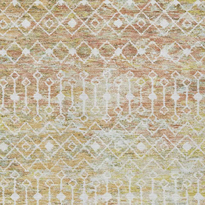 3' X 5' Peach And Ivory Argyle Washable Indoor Outdoor Area Rug